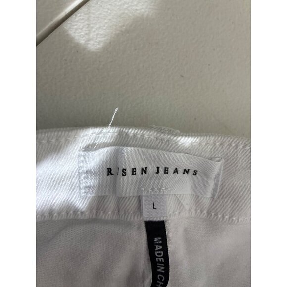 Risen Shorts Womens Size L Jeans White Distressed Frayed Summer Wear - Picture 3 of 8
